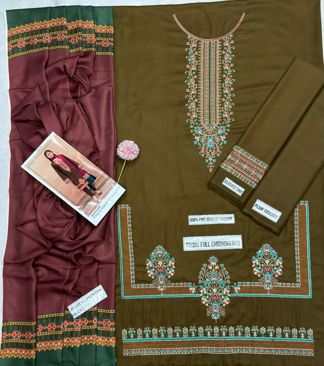 Asling 7654 – Winter Heavy Embroidered Dhanak 3PC Suit
