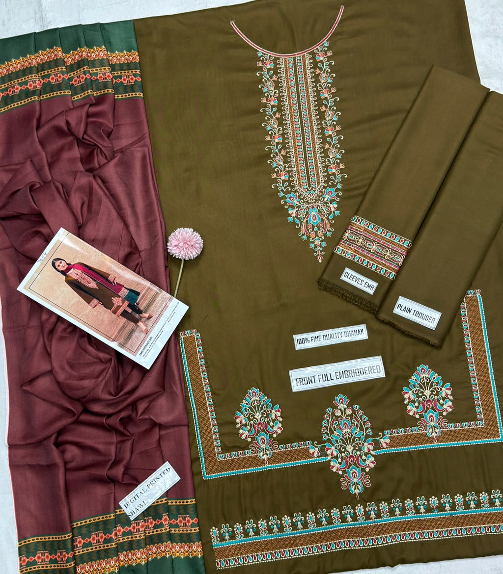Asling 7654 – Winter Heavy Embroidered Dhanak 3PC Suit