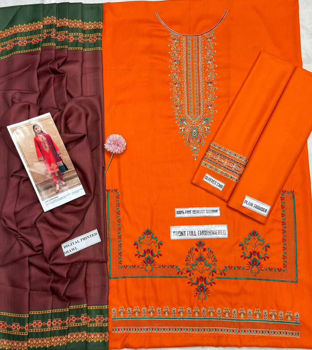 Asling 7654 – Winter Heavy Embroidered Dhanak 3PC Suit