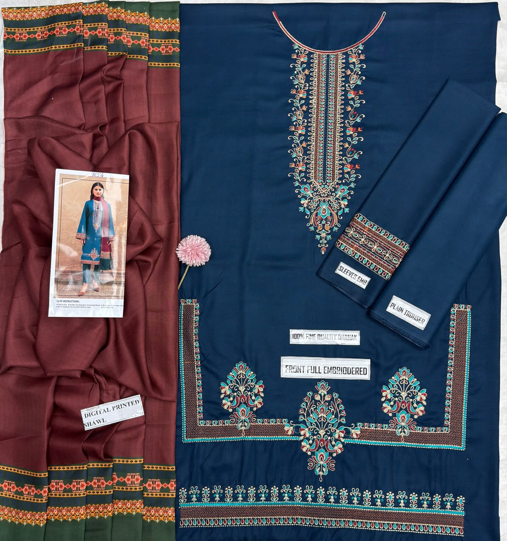 Asling 7654 – Winter Heavy Embroidered Dhanak 3PC Suit