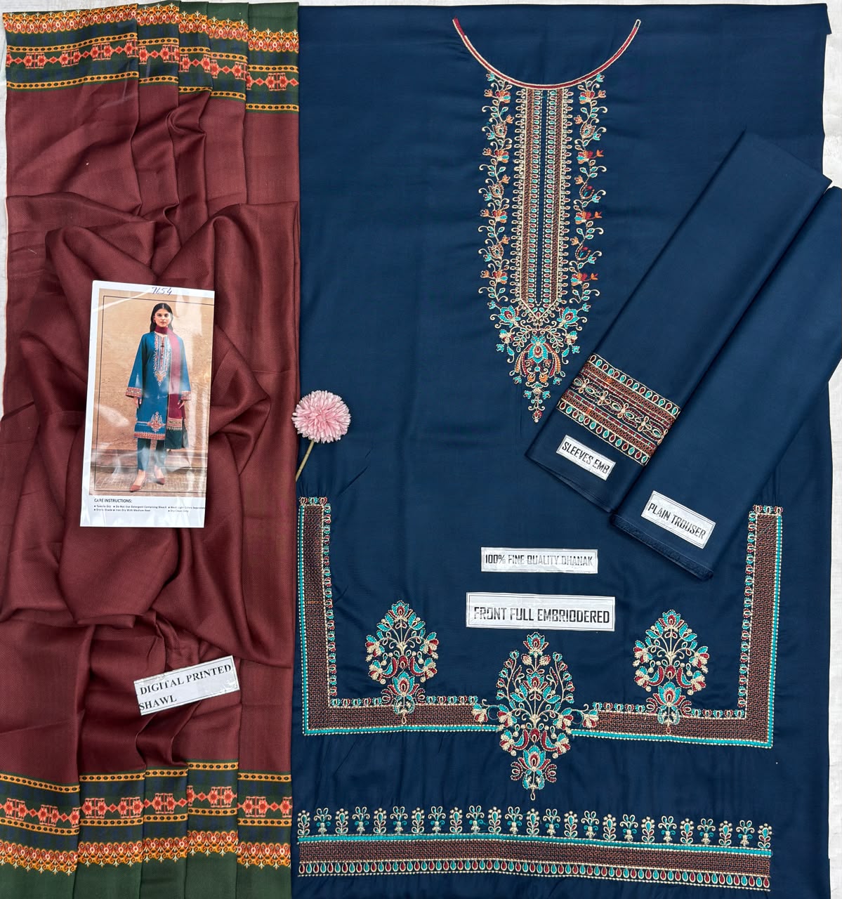 Asling 7654 – Winter Heavy Embroidered Dhanak 3PC Suit