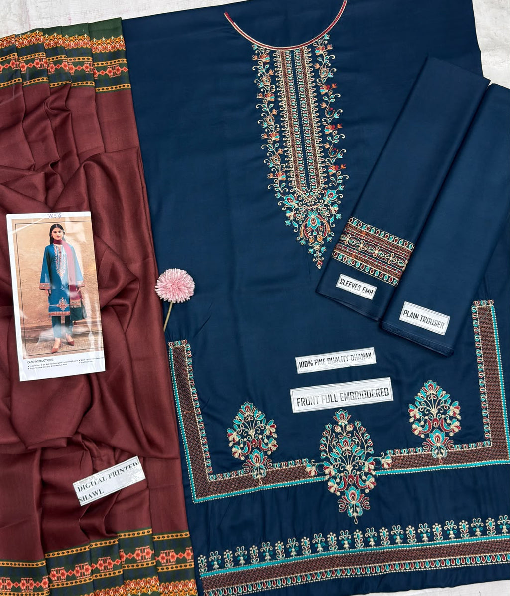 Asling 7654 – Winter Heavy Embroidered Dhanak 3PC Suit