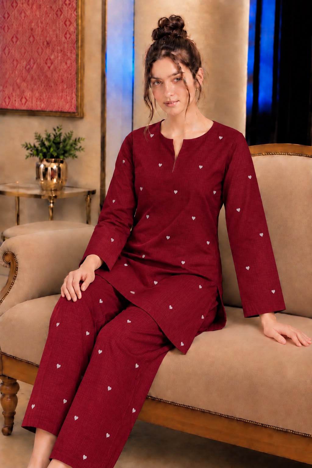 BAREEZE 2PC – Heart Trendy Dhanak Embroidered Suit