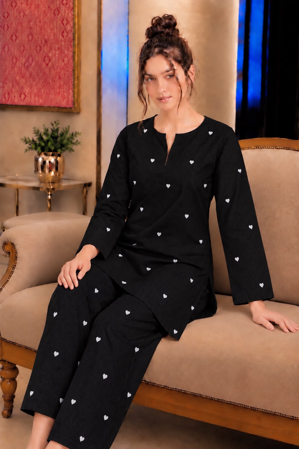 BAREEZE 2PC – Heart Trendy Dhanak Embroidered Suit