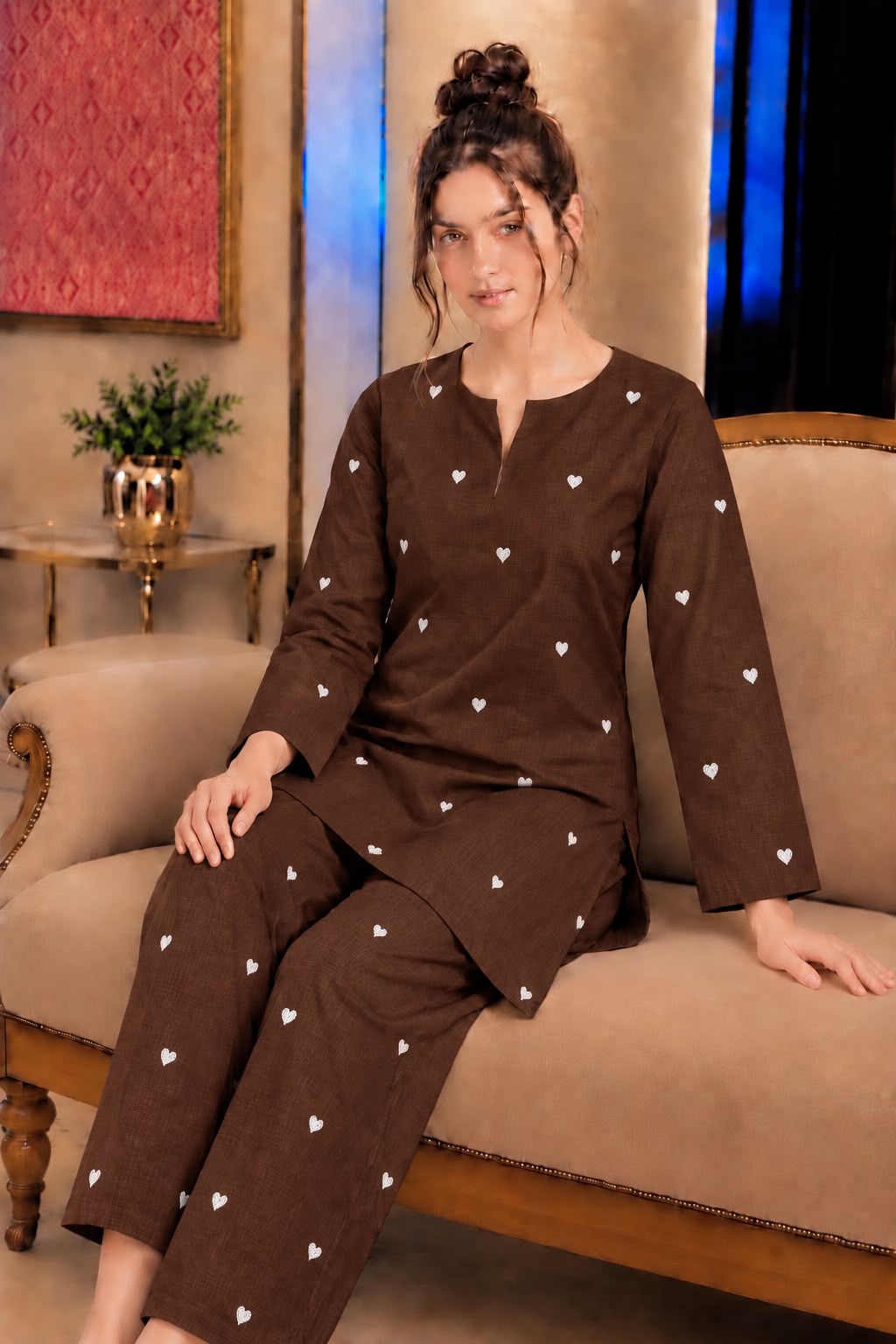 BAREEZE 2PC – Heart Trendy Dhanak Embroidered Suit