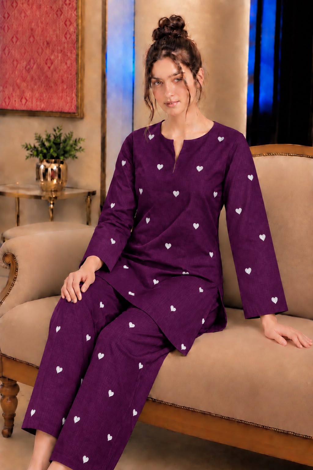 BAREEZE 2PC – Heart Trendy Dhanak Embroidered Suit