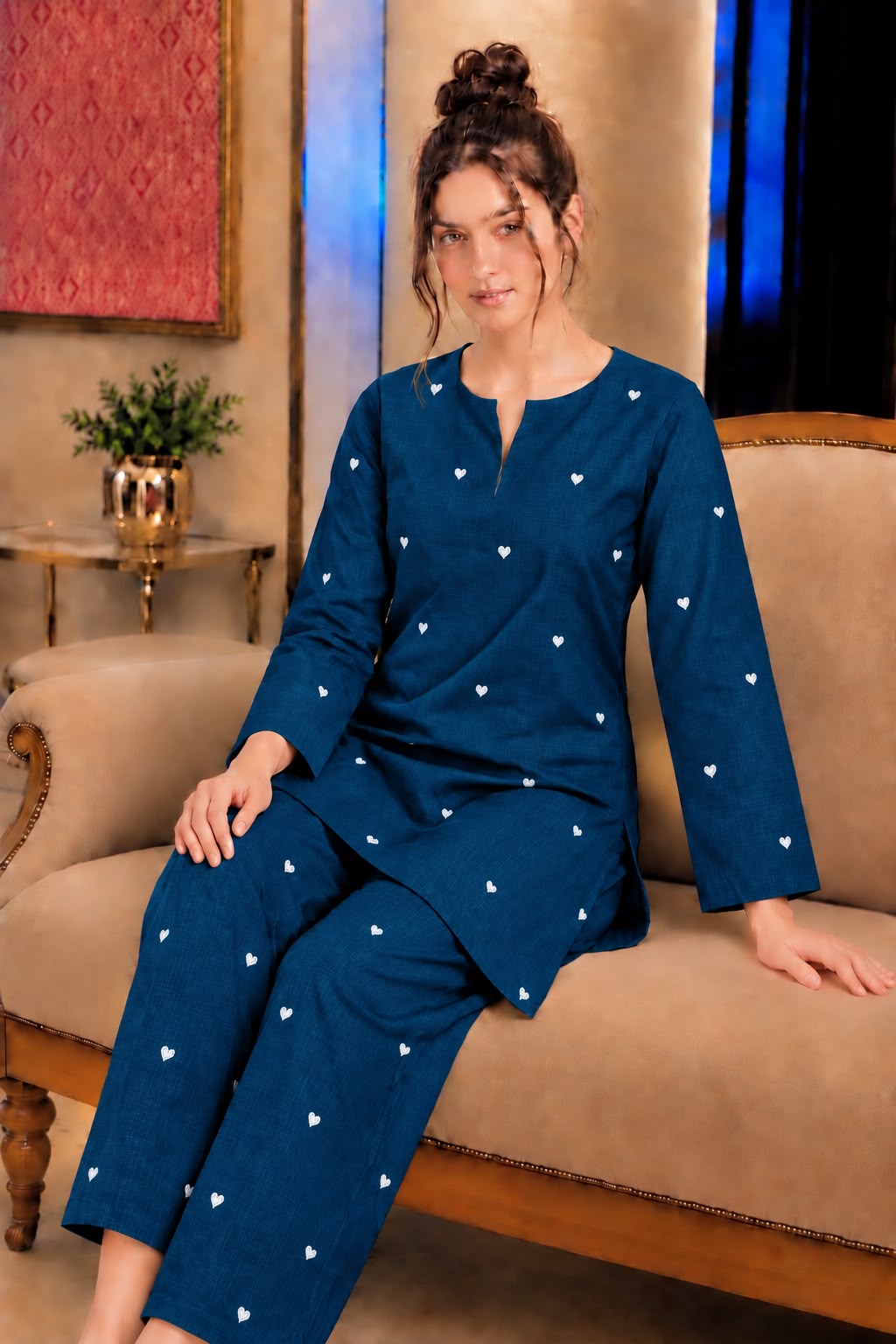 BAREEZE 2PC – Heart Trendy Dhanak Embroidered Suit